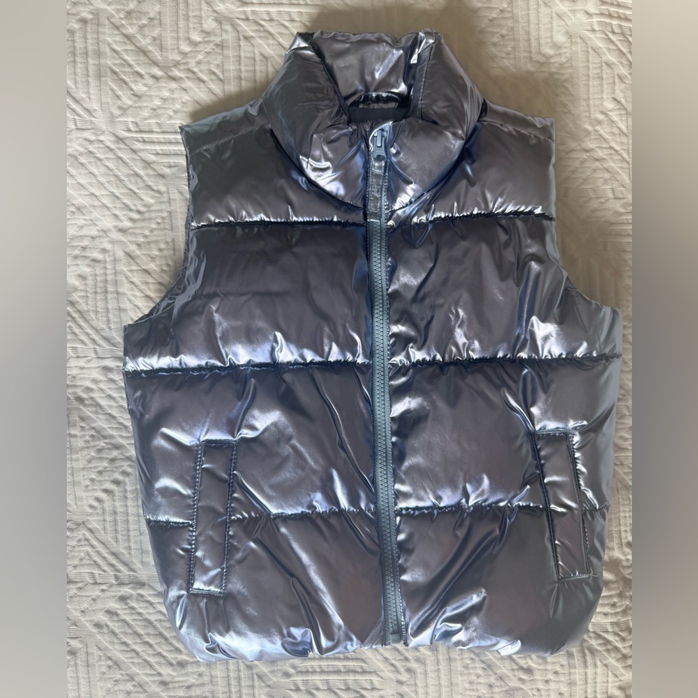 Old Navy Girls Shiny Puffer Vest - Blue